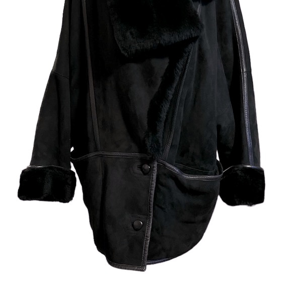 Vintage Christia Hana K Suede Fur Black Coat - Picture 5 of 17